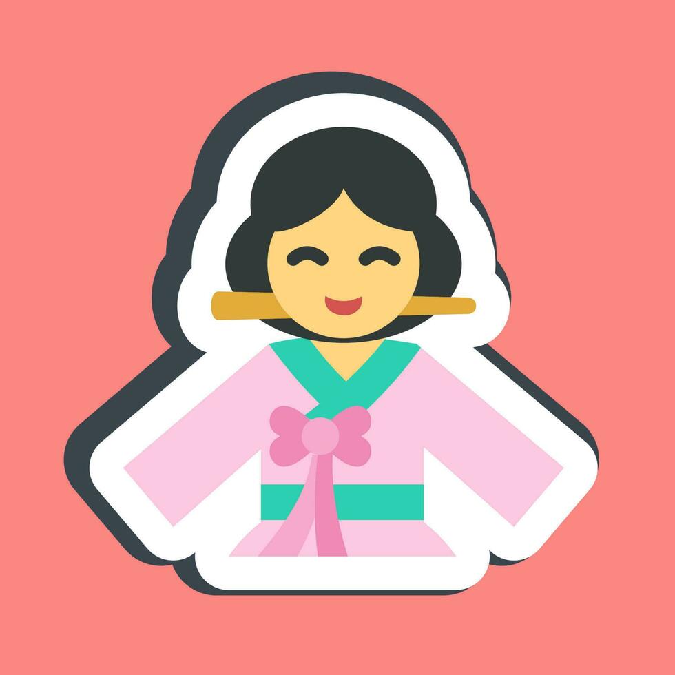 Sticker south korean woman. South Korea elements. Good for prints, posters, logo, advertisement, infographics, etc. vector