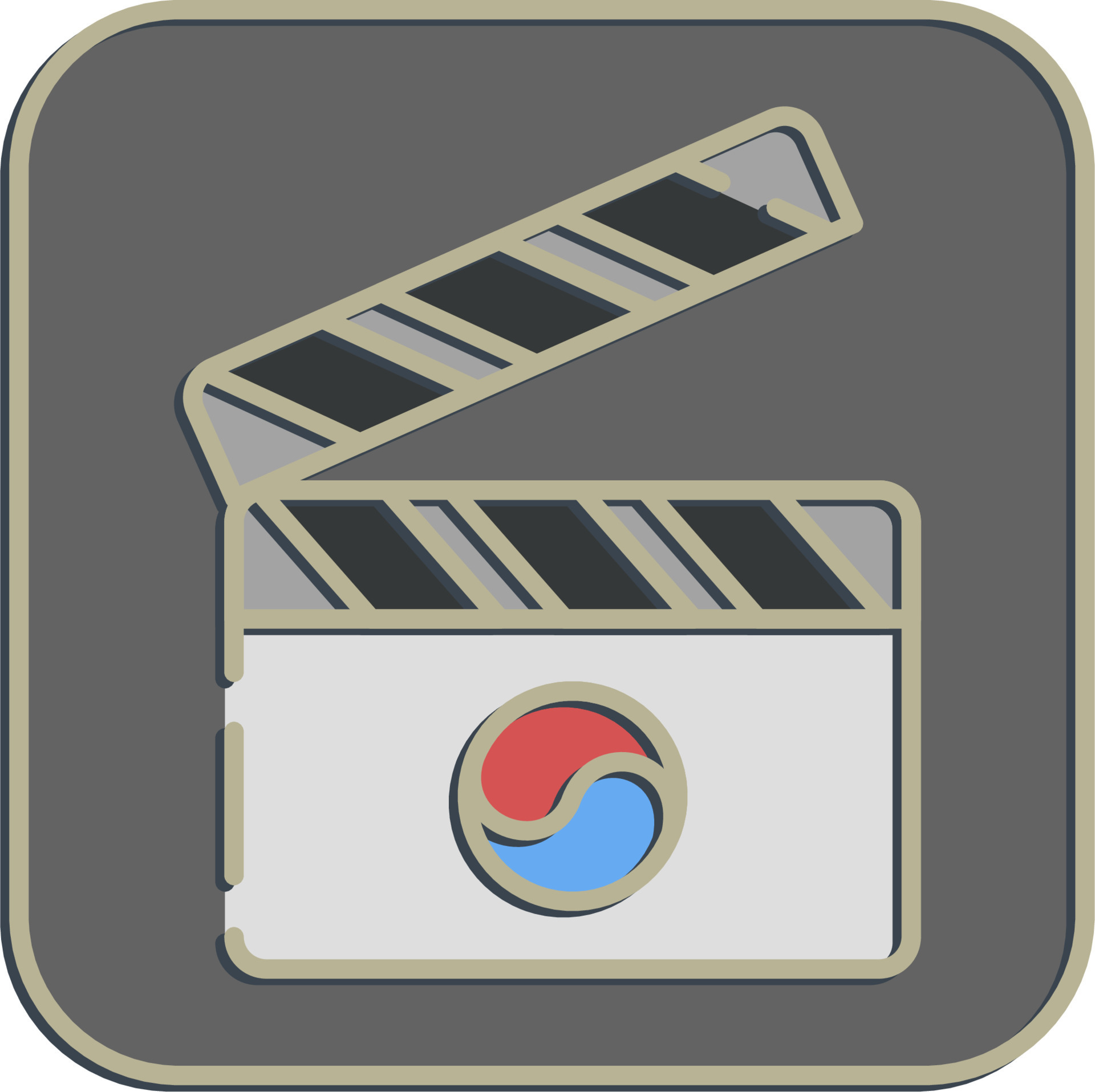 Icon korean drama films. South Korea elements. Icons in embossed style