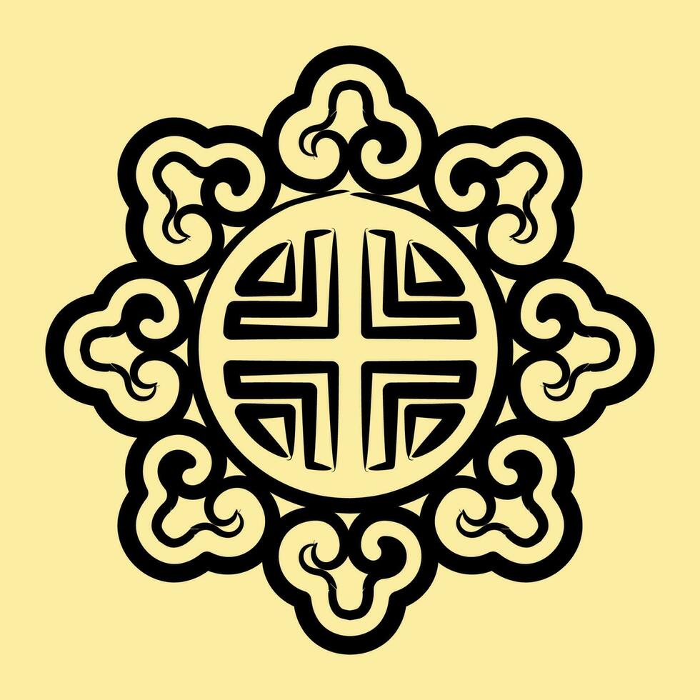 Icon korean traditional ornament. South Korea elements. Icons in hand drawn style. Good for prints, posters, logo, advertisement, infographics, etc. vector