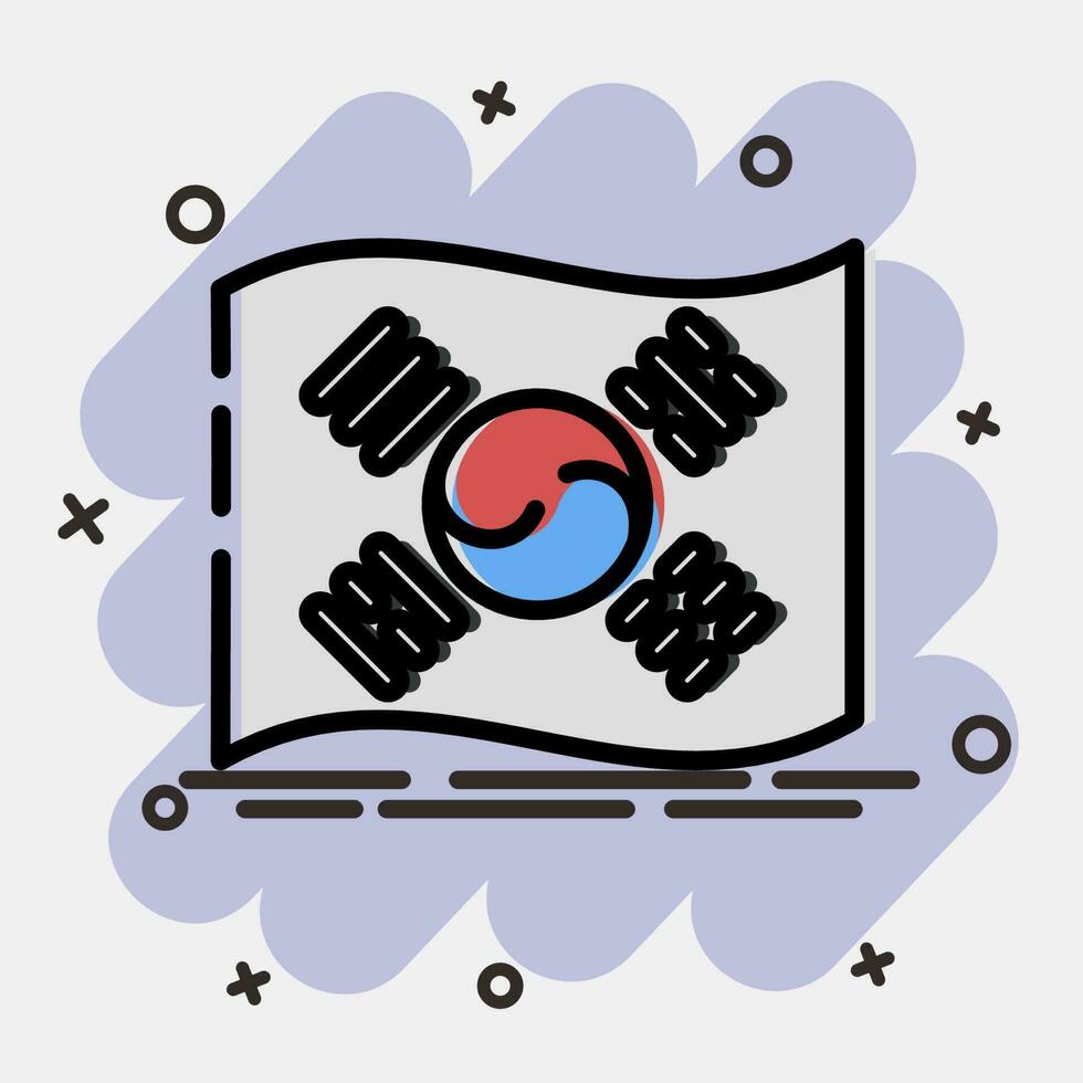 Icon south korean flag. South Korea elements. Icons in comic style. Good for prints, posters, logo, advertisement, infographics, etc. vector