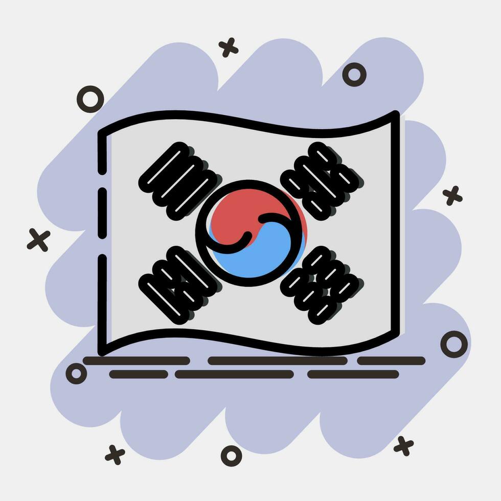 icono sur coreano bandera. sur Corea elementos. íconos en cómic estilo. bueno para huellas dactilares, carteles, logo, anuncio publicitario, infografía, etc. vector