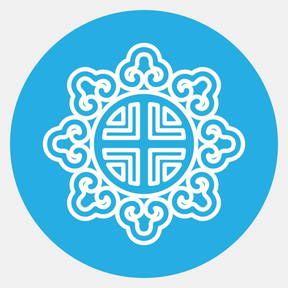 Icon korean traditional ornament. South Korea elements. Icons in blue round style. Good for prints, posters, logo, advertisement, infographics, etc. vector
