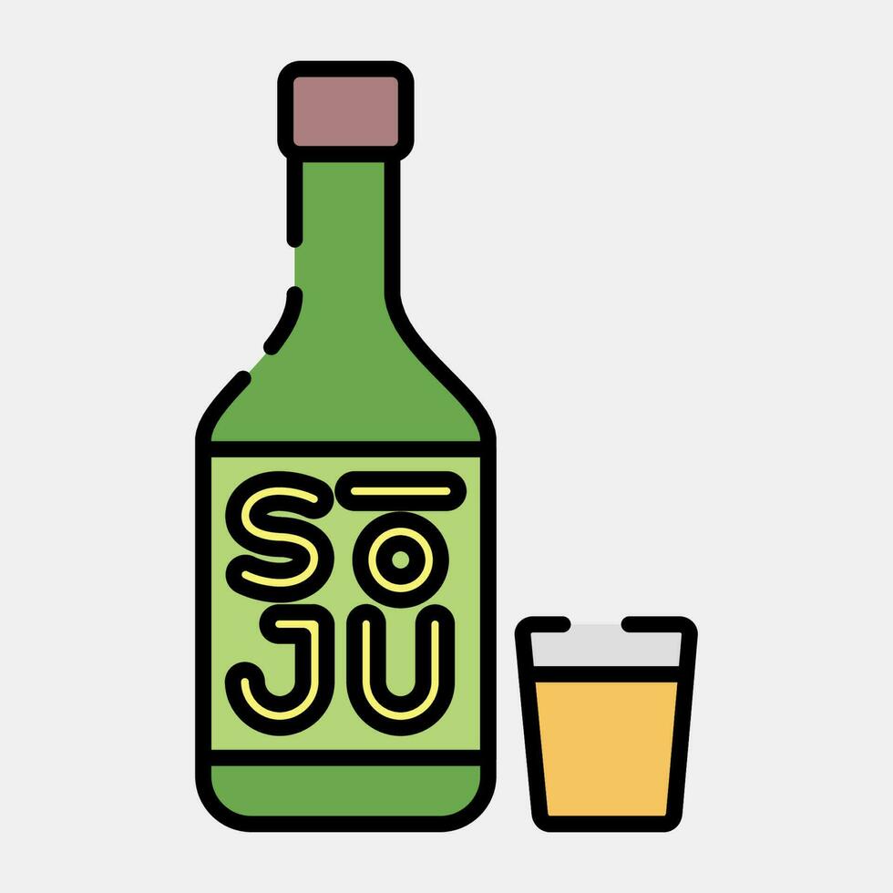 Icon soju korean alcohol. South Korea elements. Icons in filled line style. Good for prints, posters, logo, advertisement, infographics, etc. vector