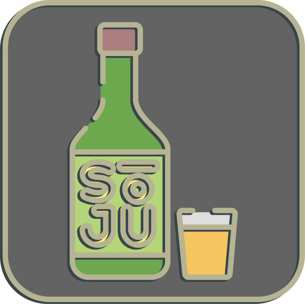 Icon soju korean alcohol. South Korea elements. Icons in embossed style. Good for prints, posters, logo, advertisement, infographics, etc. vector