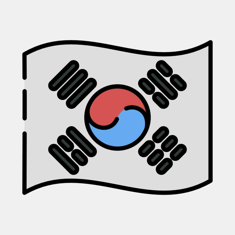Icon south korean flag. South Korea elements. Icons in filled line style. Good for prints, posters, logo, advertisement, infographics, etc. vector