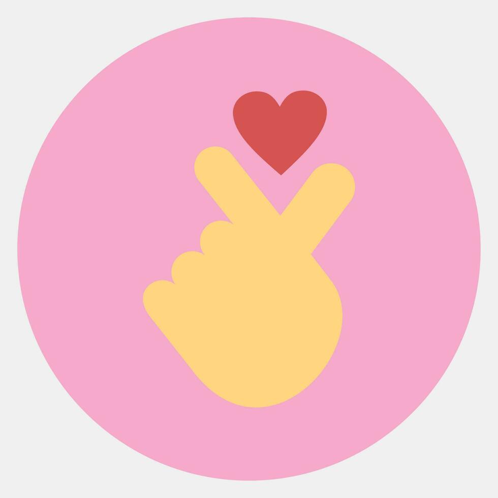 Icon heart symbol with finger hand. South Korea elements. Icons in color mate style. Good for prints, posters, logo, advertisement, infographics, etc. vector