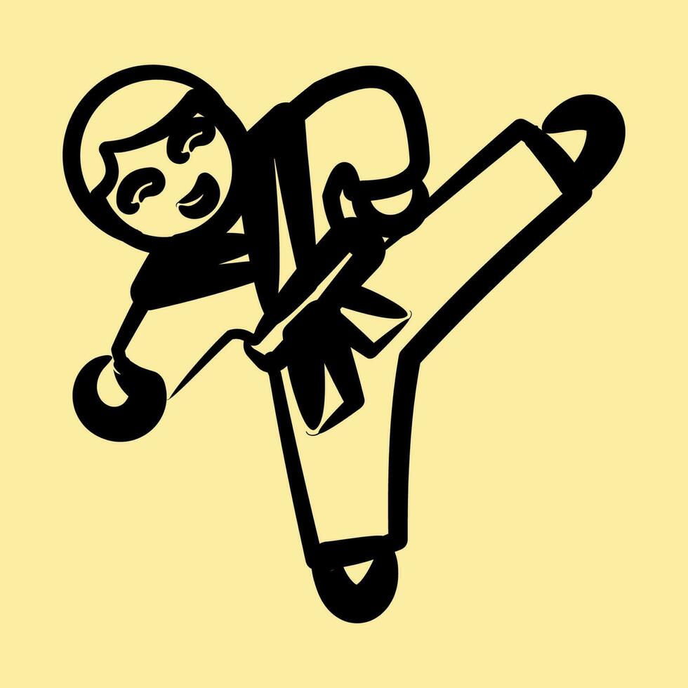 Icon taekwondo martial arts. South Korea elements. Icons in hand drawn style. Good for prints, posters, logo, advertisement, infographics, etc. vector