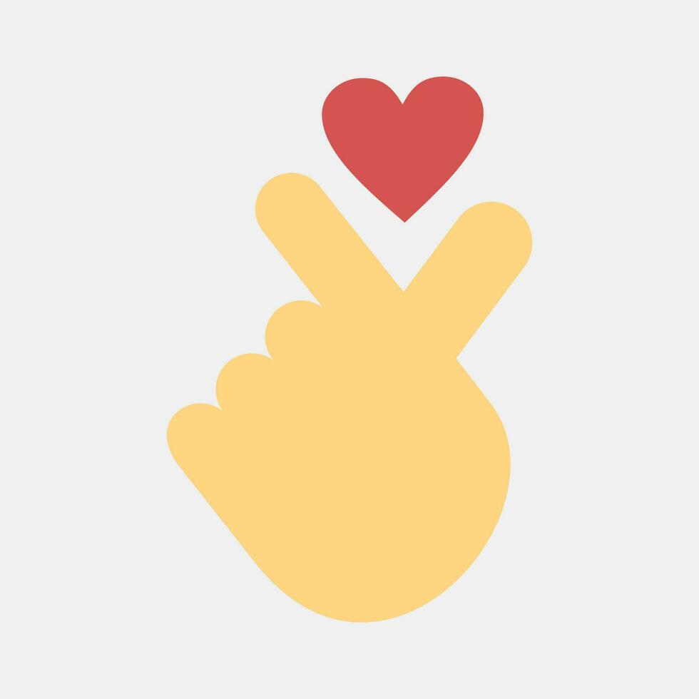 Icon heart symbol with finger hand. South Korea elements. Icons in flat style. Good for prints, posters, logo, advertisement, infographics, etc. vector
