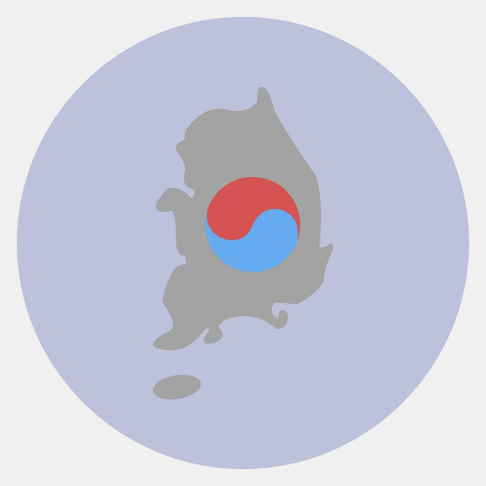 Icon south korea map. South Korea elements. Icons in color mate style. Good for prints, posters, logo, advertisement, infographics, etc. vector