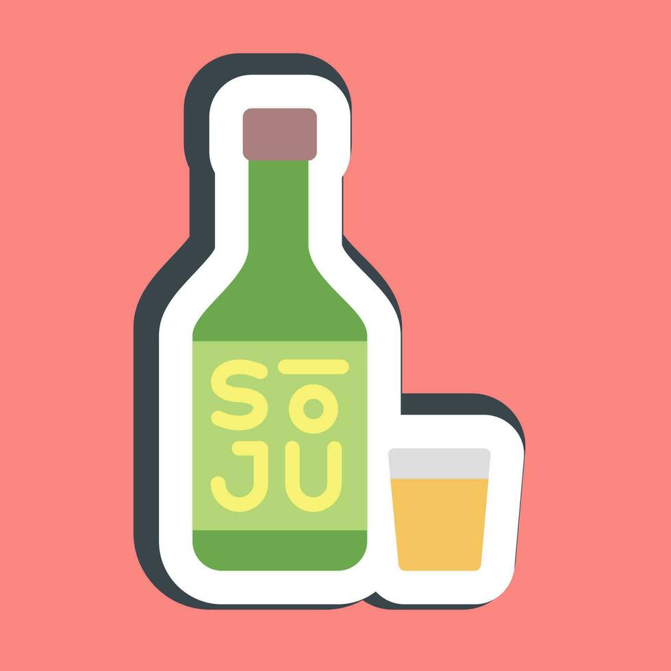 pegatina soju coreano alcohol. sur Corea elementos. bueno para huellas dactilares, carteles, logo, anuncio publicitario, infografía, etc. vector