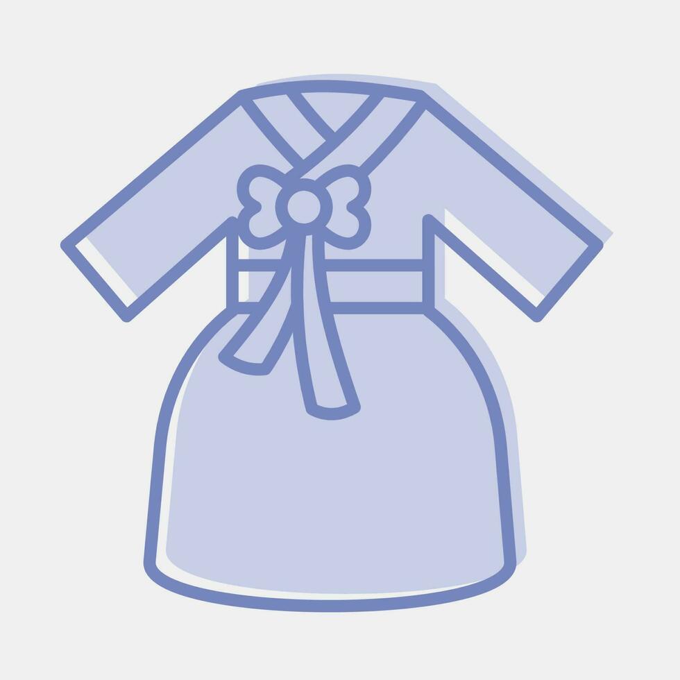 Icon hanbok dress. South Korea elements. Icons in two tone style. Good for prints, posters, logo, advertisement, infographics, etc. vector