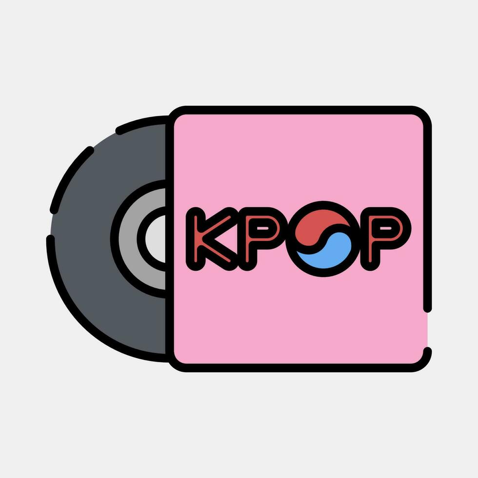 Icon korean pop disc. South Korea elements. Icons in filled line style. Good for prints, posters, logo, advertisement, infographics, etc. vector