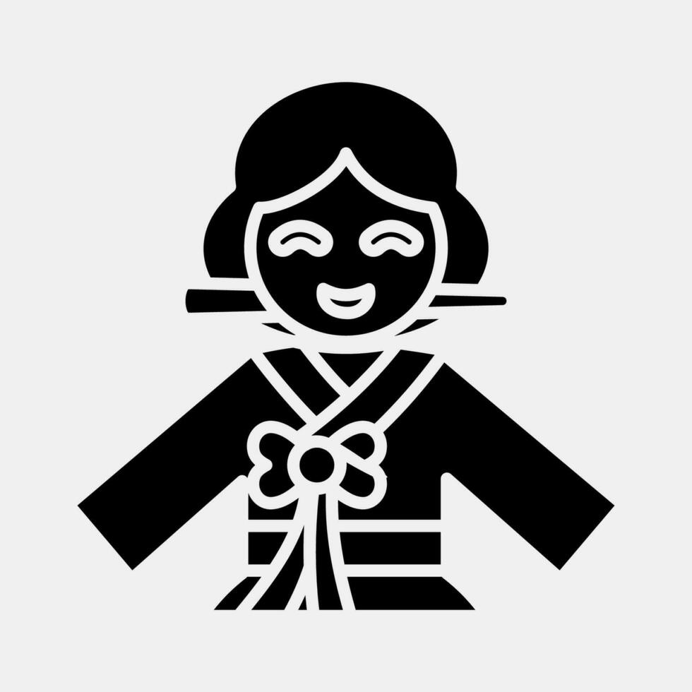 Icon south korean woman. South Korea elements. Icons in glyph style. Good for prints, posters, logo, advertisement, infographics, etc. vector