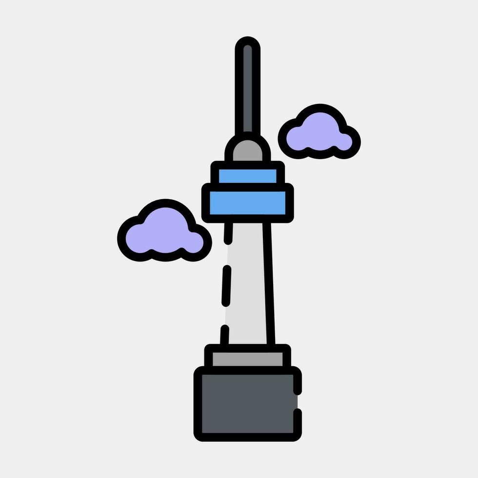 Icon south korean tower. South Korea elements. Icons in filled line style. Good for prints, posters, logo, advertisement, infographics, etc. vector