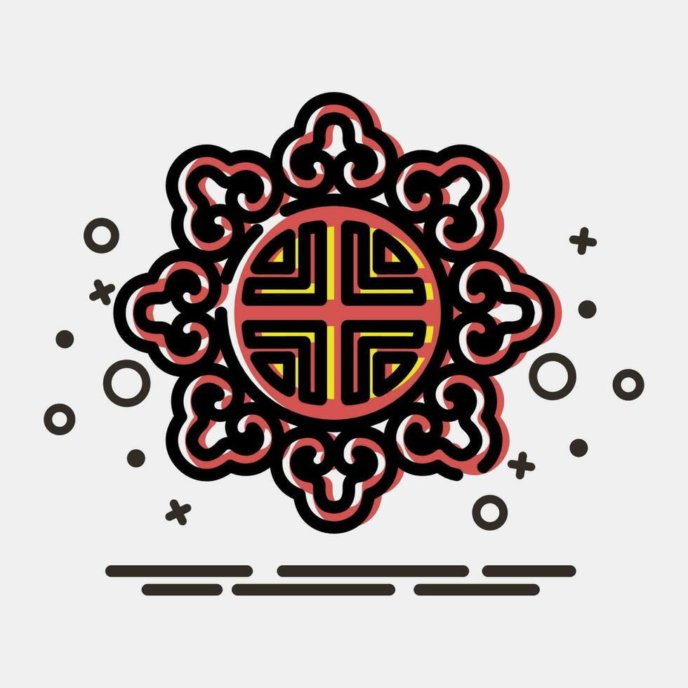 Icon korean traditional ornament. South Korea elements. Icons in MBE style. Good for prints, posters, logo, advertisement, infographics, etc. vector