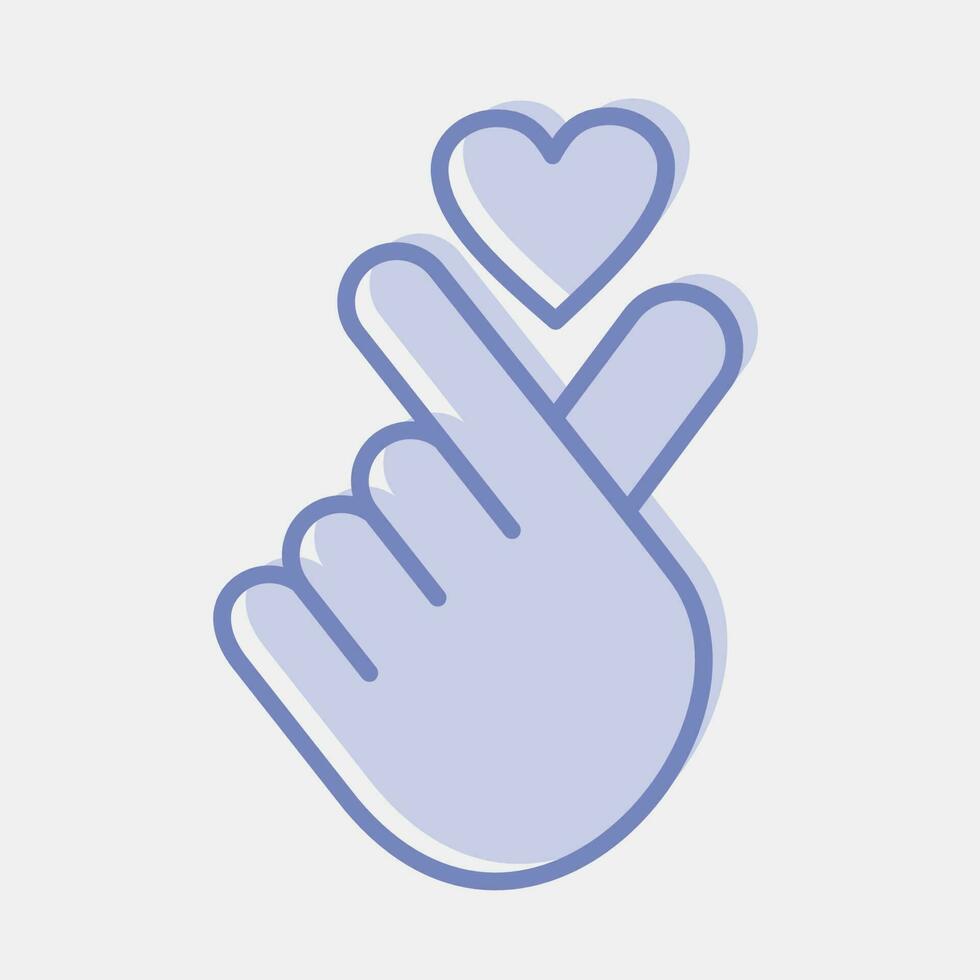 Icon heart symbol with finger hand. South Korea elements. Icons in two tone style. Good for prints, posters, logo, advertisement, infographics, etc. vector