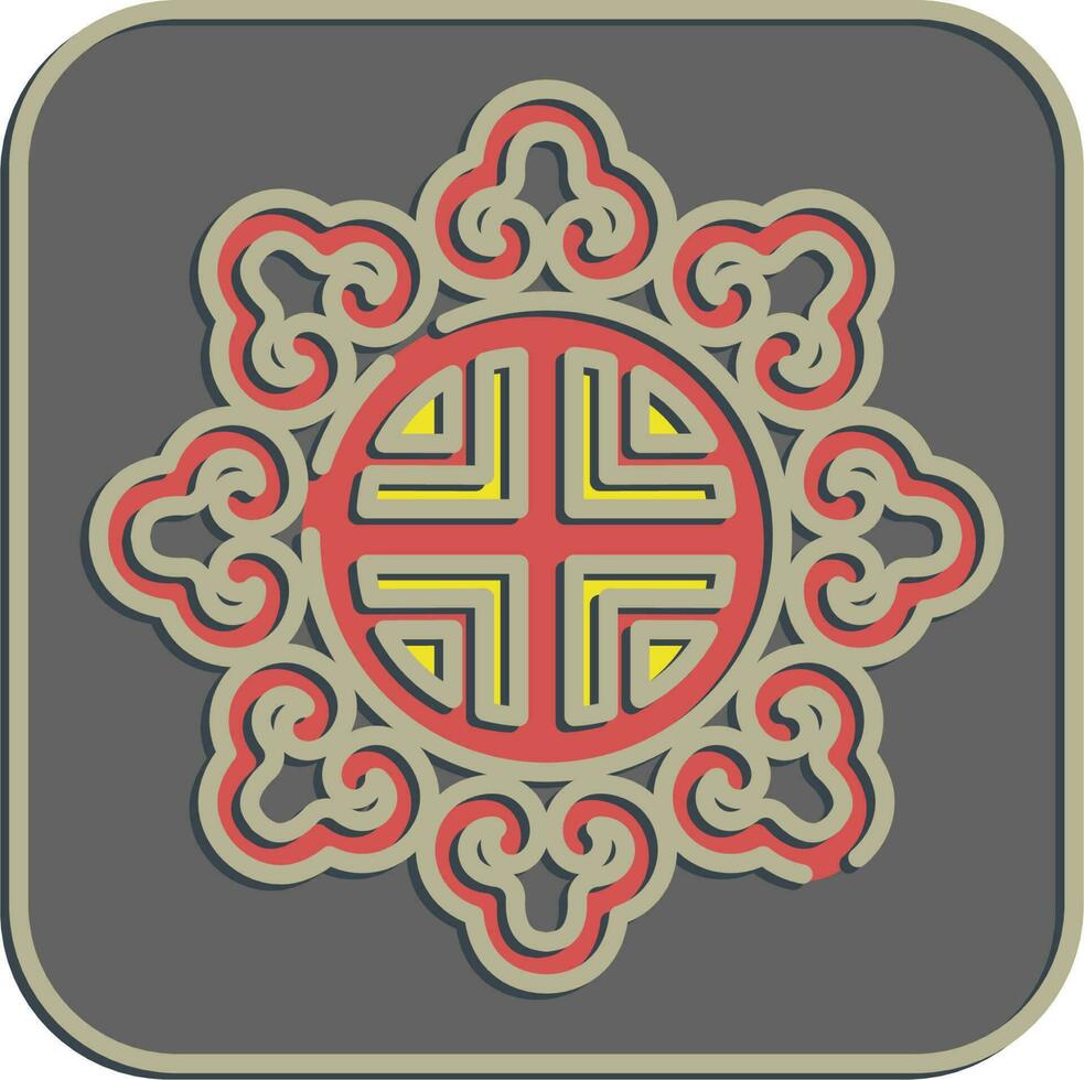 Icon korean traditional ornament. South Korea elements. Icons in embossed style. Good for prints, posters, logo, advertisement, infographics, etc. vector