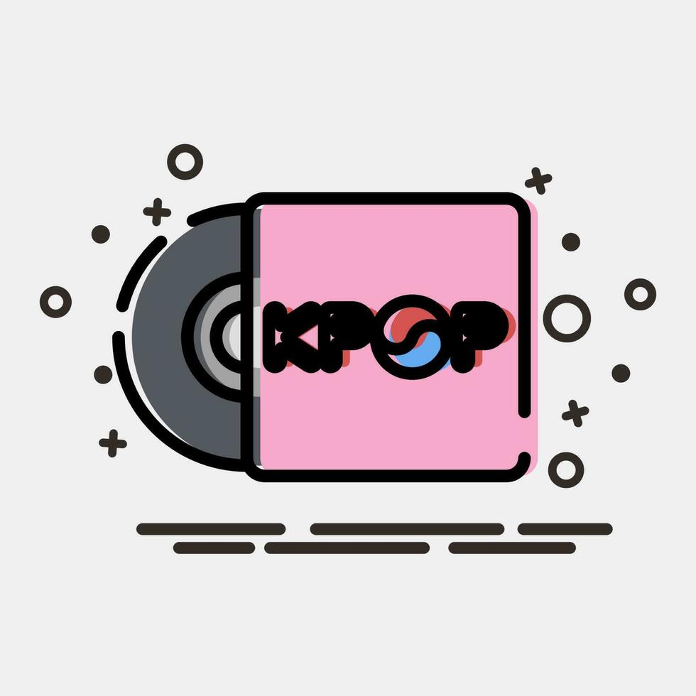 Icon korean pop disc. South Korea elements. Icons in MBE style. Good for prints, posters, logo, advertisement, infographics, etc. vector