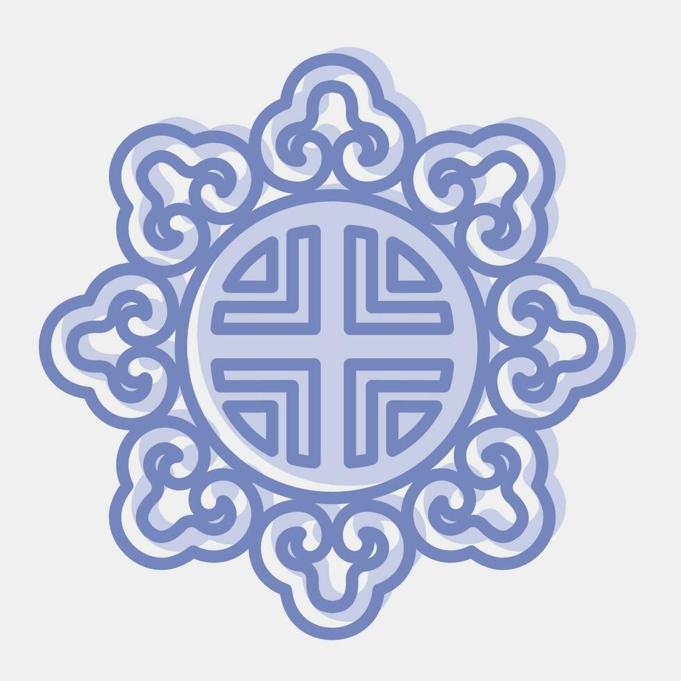 icono coreano tradicional ornamento. sur Corea elementos. íconos en dos tono estilo. bueno para huellas dactilares, carteles, logo, anuncio publicitario, infografía, etc. vector