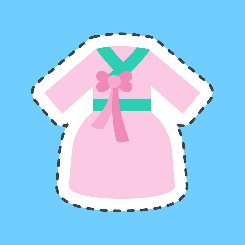 pegatina línea cortar hanbok vestido. sur Corea elementos. bueno para huellas dactilares, carteles, logo, anuncio publicitario, infografía, etc. vector