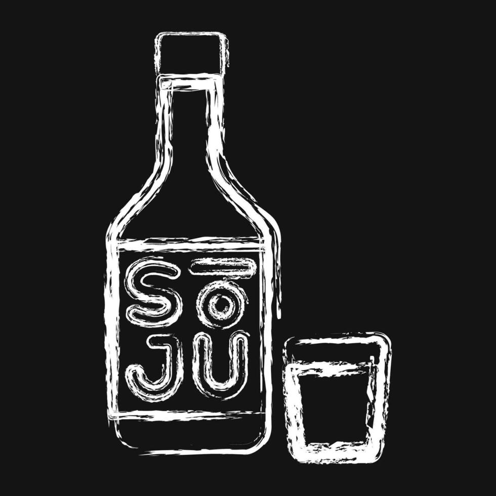 Icon soju korean alcohol. South Korea elements. Icons in chalk style. Good for prints, posters, logo, advertisement, infographics, etc. vector