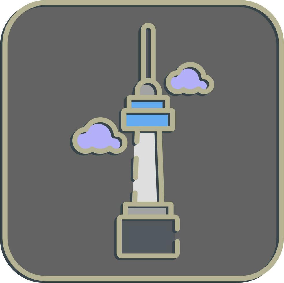 Icon south korean tower. South Korea elements. Icons in embossed style. Good for prints, posters, logo, advertisement, infographics, etc. vector