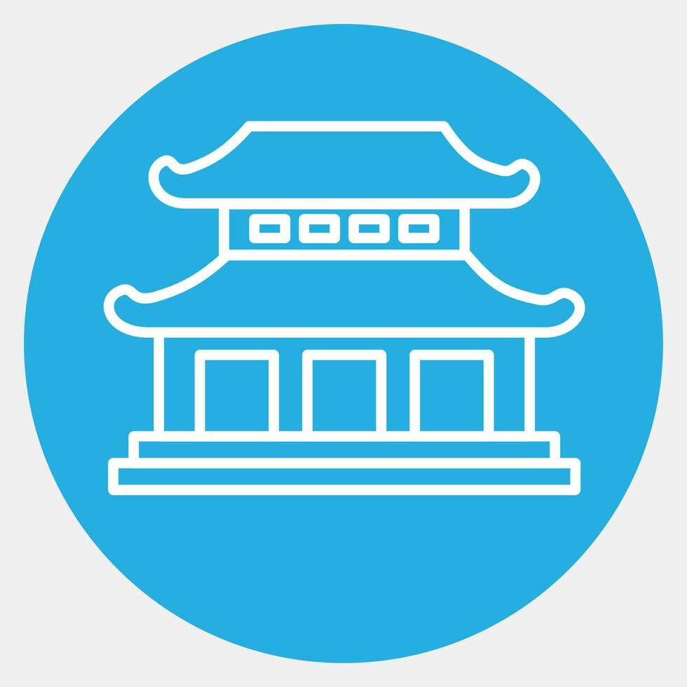 Icon south korea palace. South Korea elements. Icons in blue round style. Good for prints, posters, logo, advertisement, infographics, etc. vector