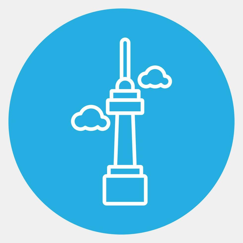 Icon south korean tower. South Korea elements. Icons in blue round style. Good for prints, posters, logo, advertisement, infographics, etc. vector