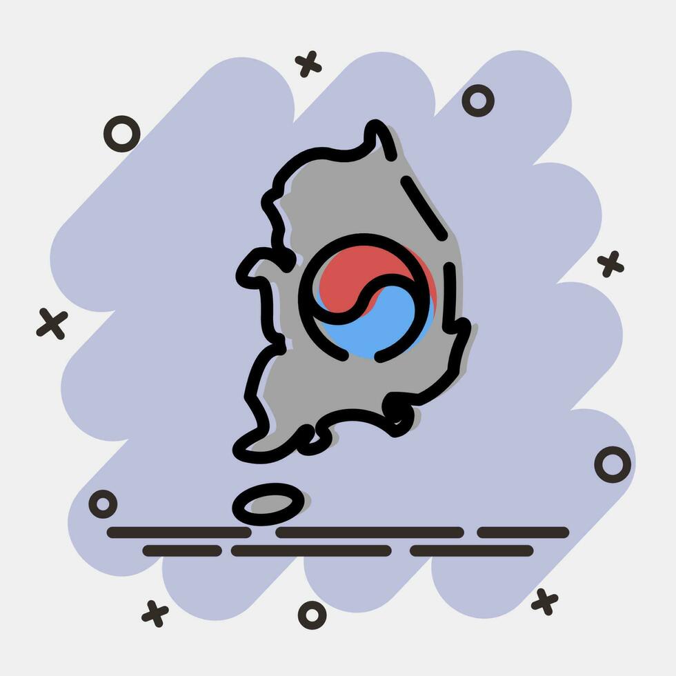 Icon south korea map. South Korea elements. Icons in comic style. Good for prints, posters, logo, advertisement, infographics, etc. vector