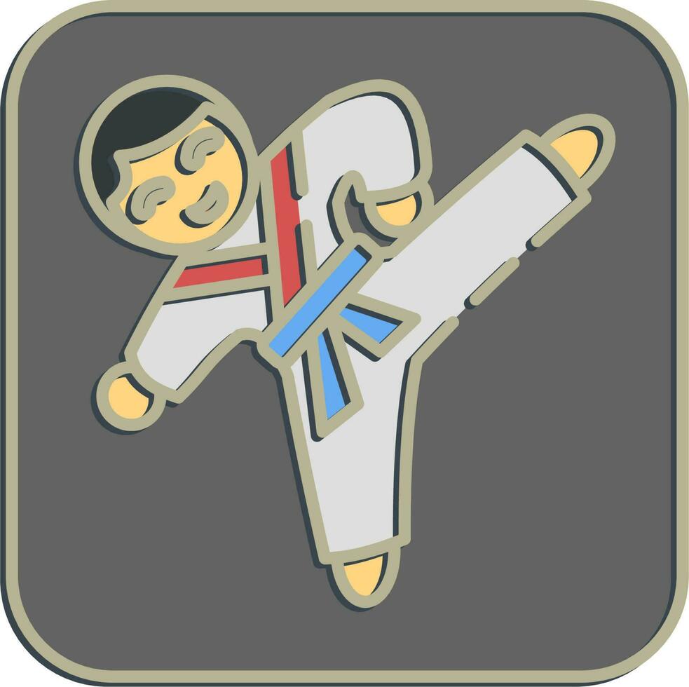 Icon taekwondo martial arts. South Korea elements. Icons in embossed style. Good for prints, posters, logo, advertisement, infographics, etc. vector
