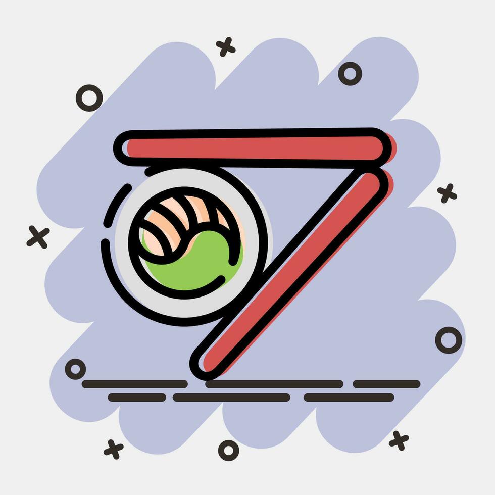 icono Sushi. sur Corea elementos. íconos en cómic estilo. bueno para huellas dactilares, carteles, logo, anuncio publicitario, infografía, etc. vector