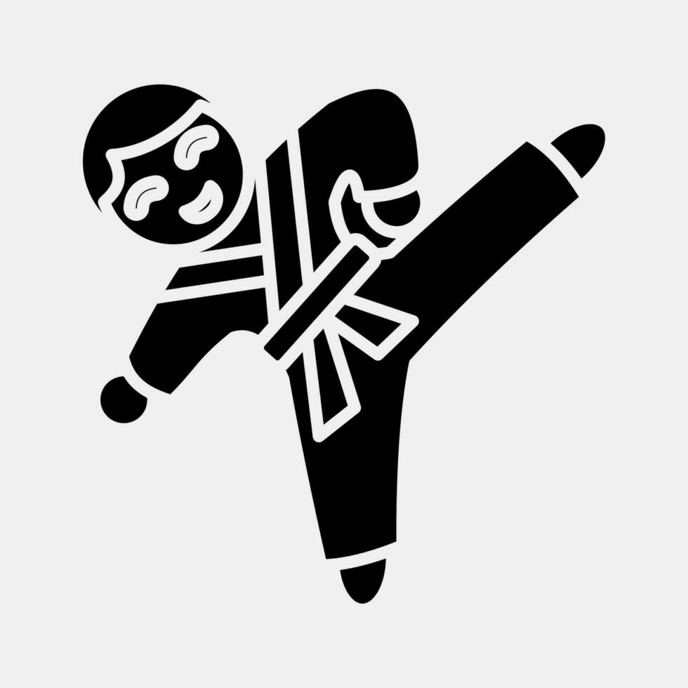 Icon taekwondo martial arts. South Korea elements. Icons in glyph style