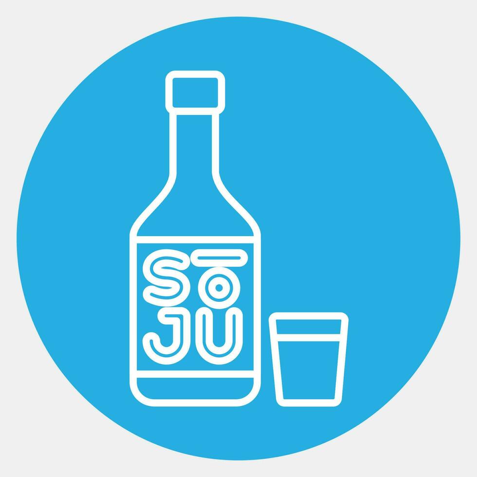 Icon soju korean alcohol. South Korea elements. Icons in blue round style. Good for prints, posters, logo, advertisement, infographics, etc. vector