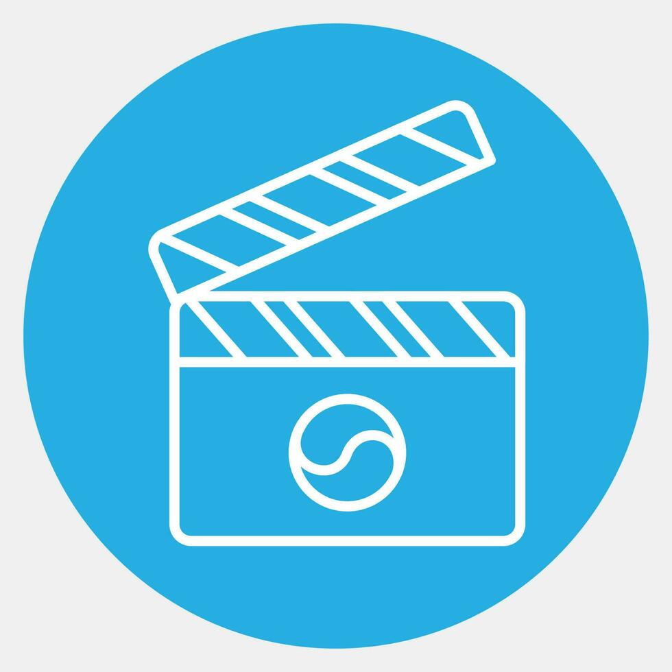 Icon korean drama films. South Korea elements. Icons in blue round style. Good for prints, posters, logo, advertisement, infographics, etc. vector