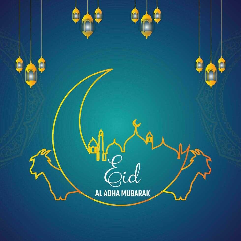 eid al adha mubarak islamic elegant creative vector design,