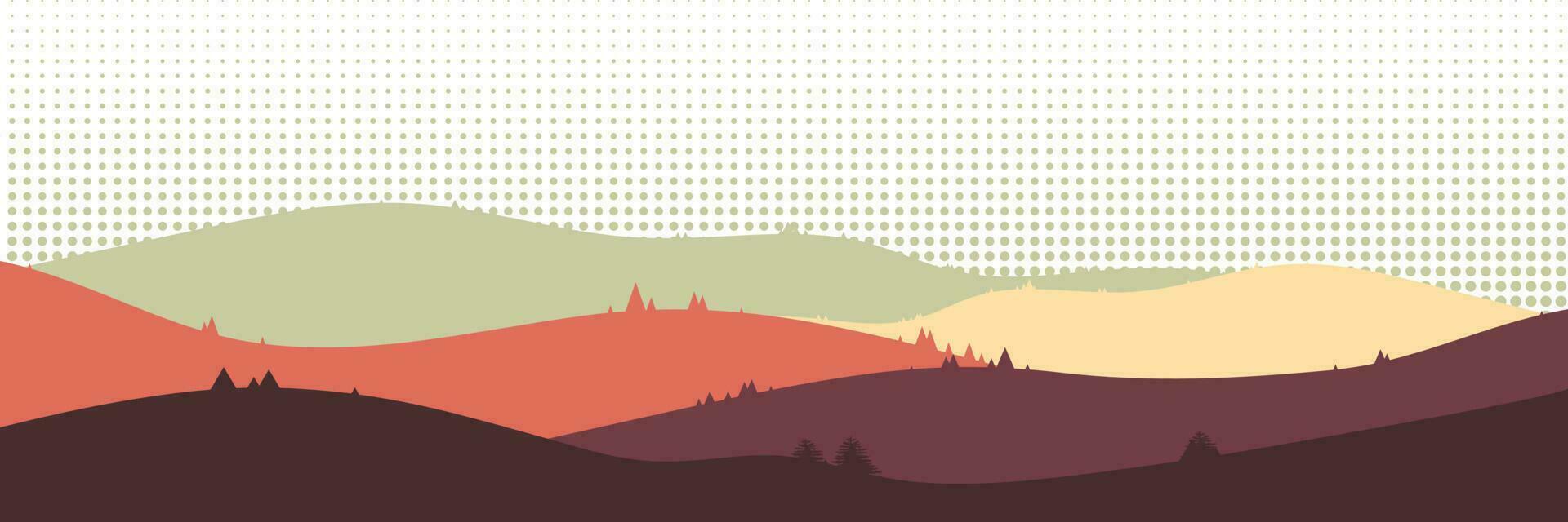 Beautiful landscape. Asian style. Long hills and mountains scenery background design. Vector illustration. Suitable for landing pages, web, wall painting and posters.