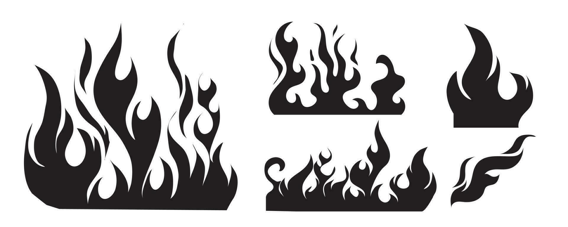 Fire flames, set vector icons