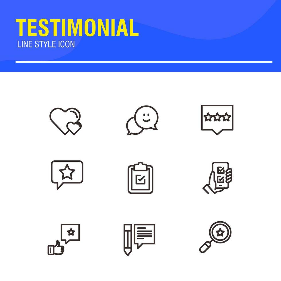 Testimonial, Customer Feedback and User Experience related icon set vector