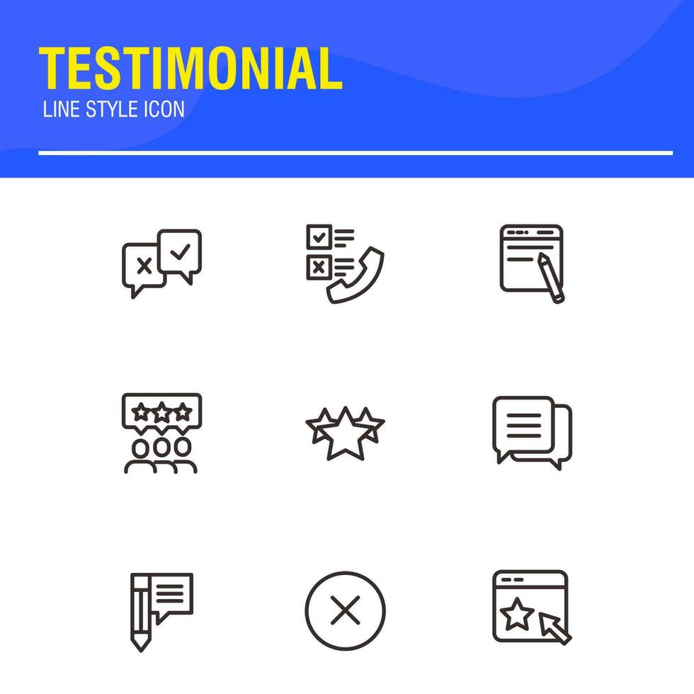 Testimonial, Customer Feedback and User Experience related icon set vector