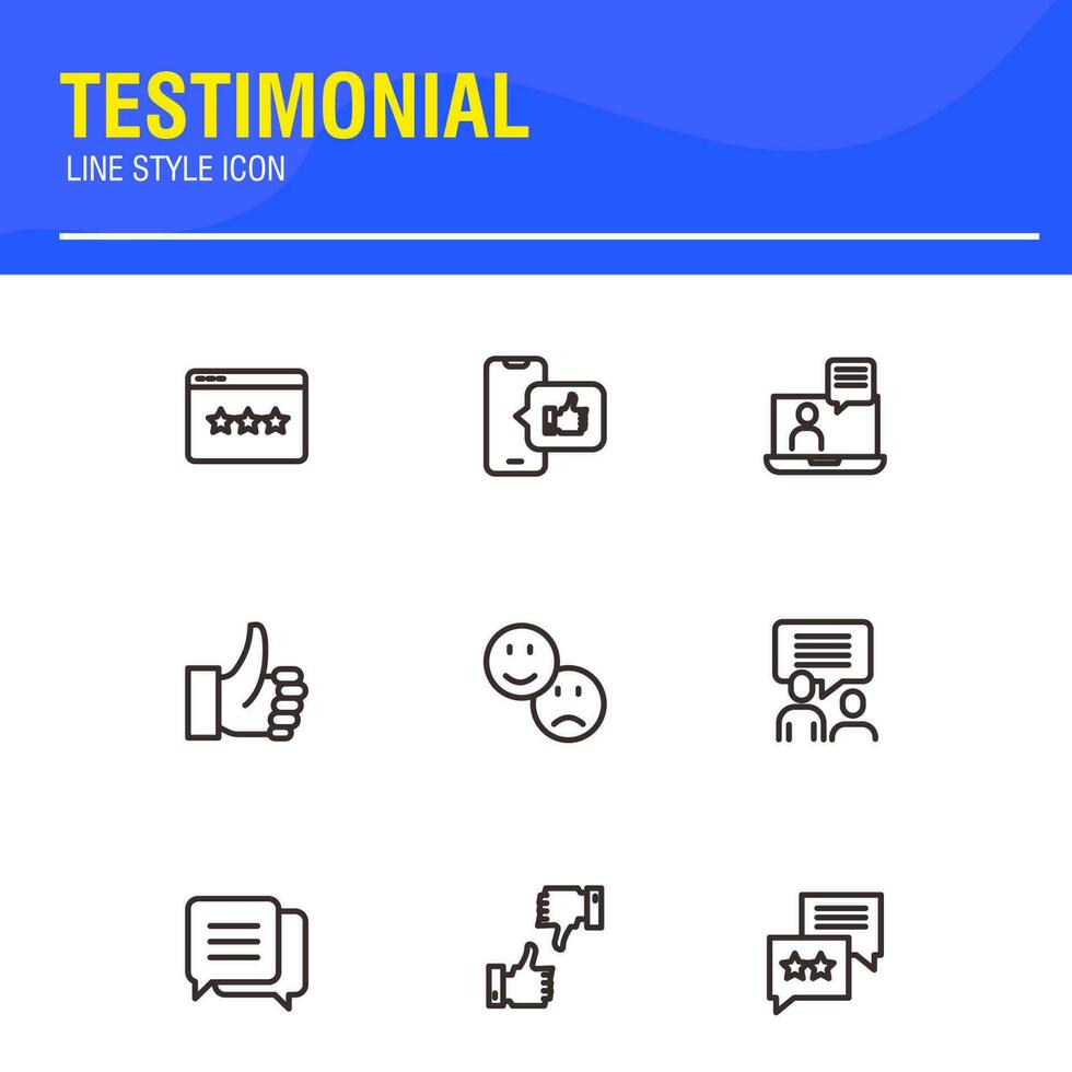 Testimonial, Customer Feedback and User Experience related icon set vector