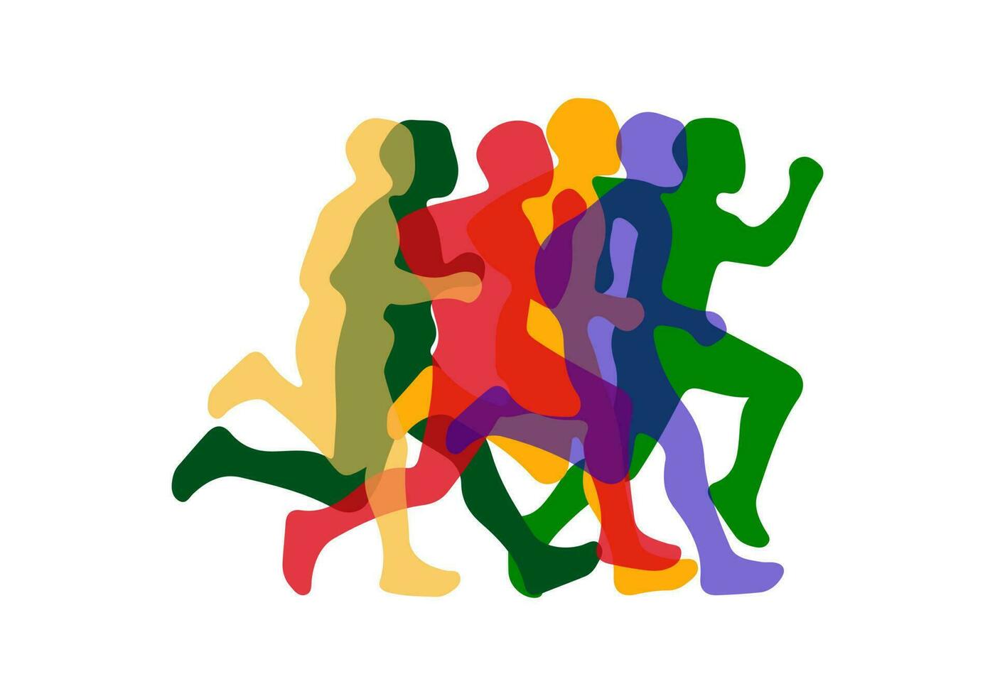 running people set of silhouettes, sport and activity background vector