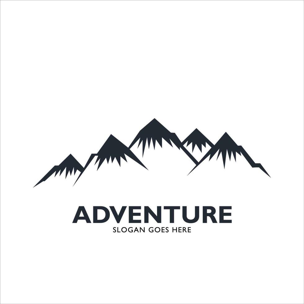 vector logo negro montaña, aventura, bosque, al aire libre vector