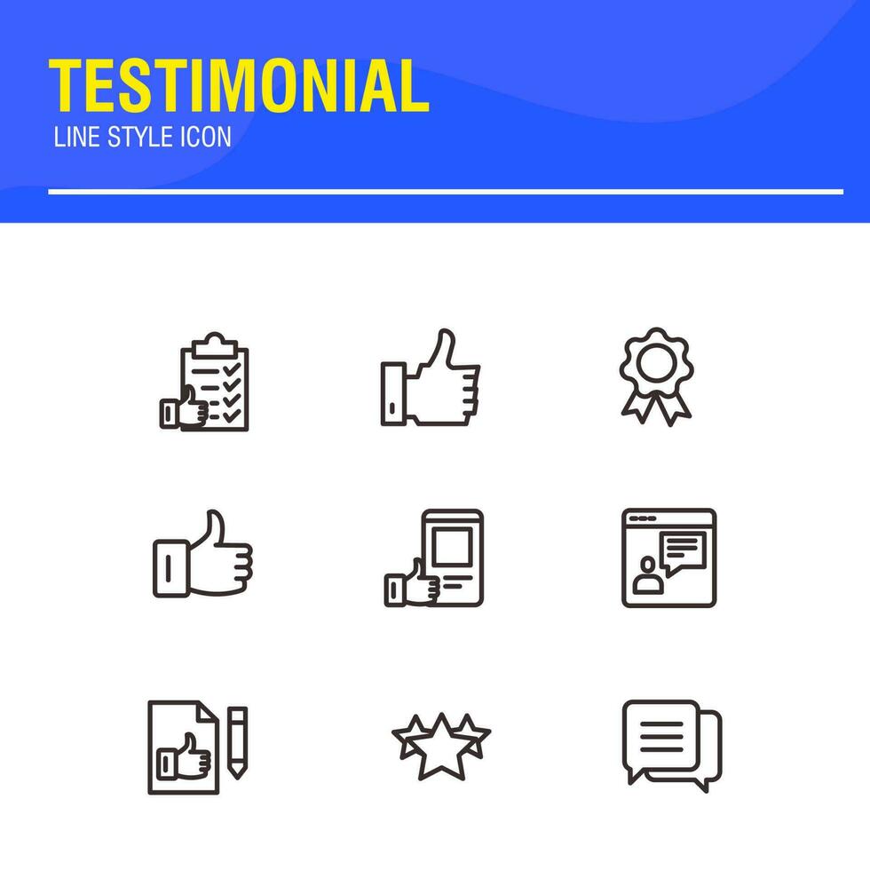 Testimonial, Customer Feedback and User Experience related icon set vector