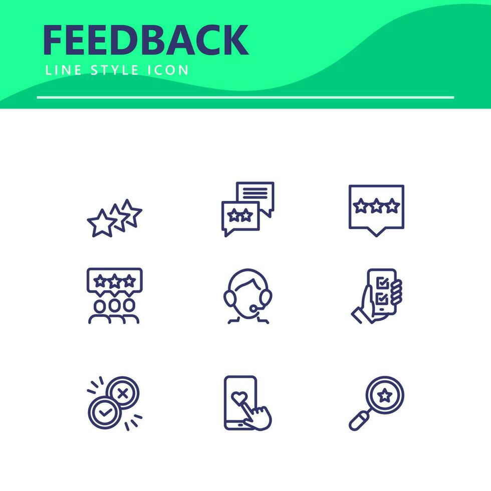 set icon line simple icon set Testimonial, Customer Feedback, vector illustration