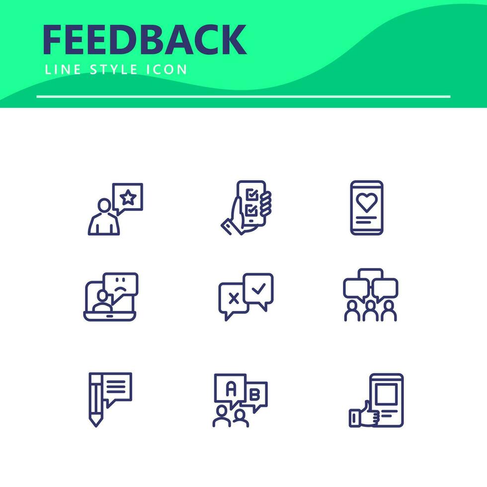 set icon line simple icon set Testimonial, Customer Feedback, vector illustration