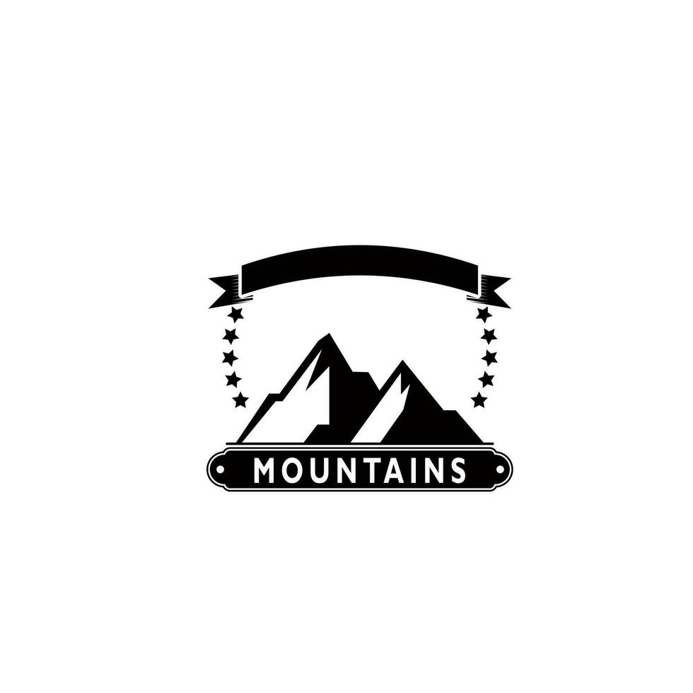 montaña logo, montaña expedición y rock alpinismo vector iconos