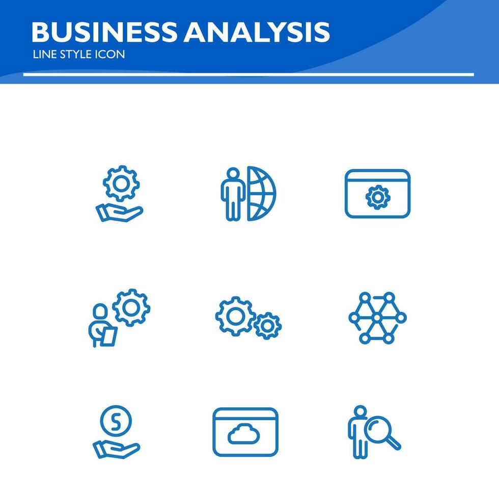 business analysis line icon planning, financing, grant, audience, presentation, marketing vector