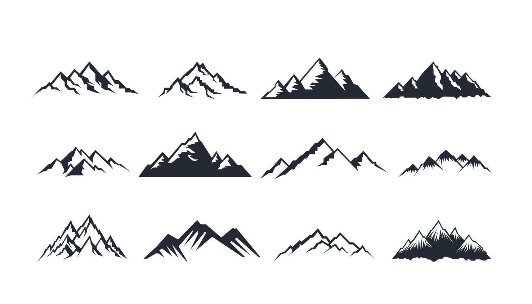 Mountain logo, Mountain expedition and rock climbing vector icons.