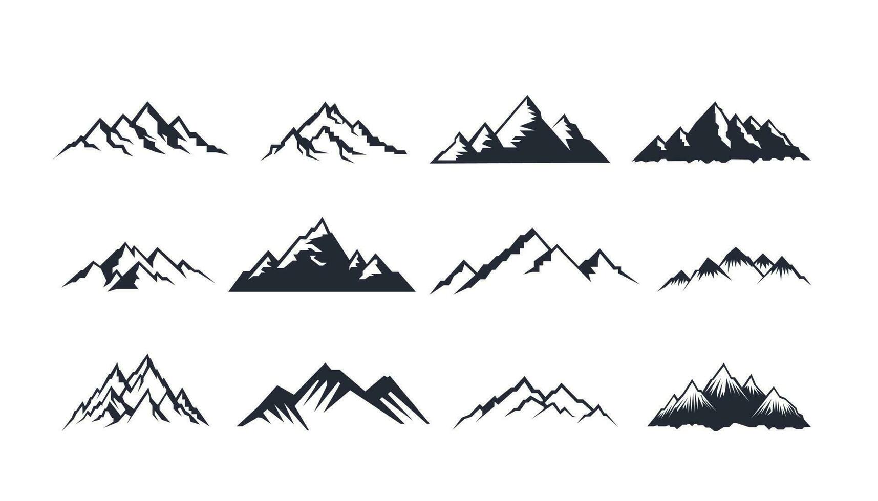 montaña logo, montaña expedición y rock alpinismo vector iconos