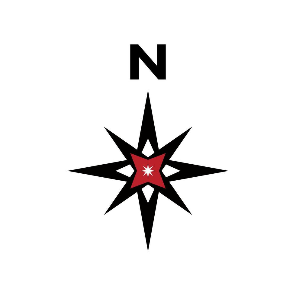 Vector compass rose with North, South, East and West indicated